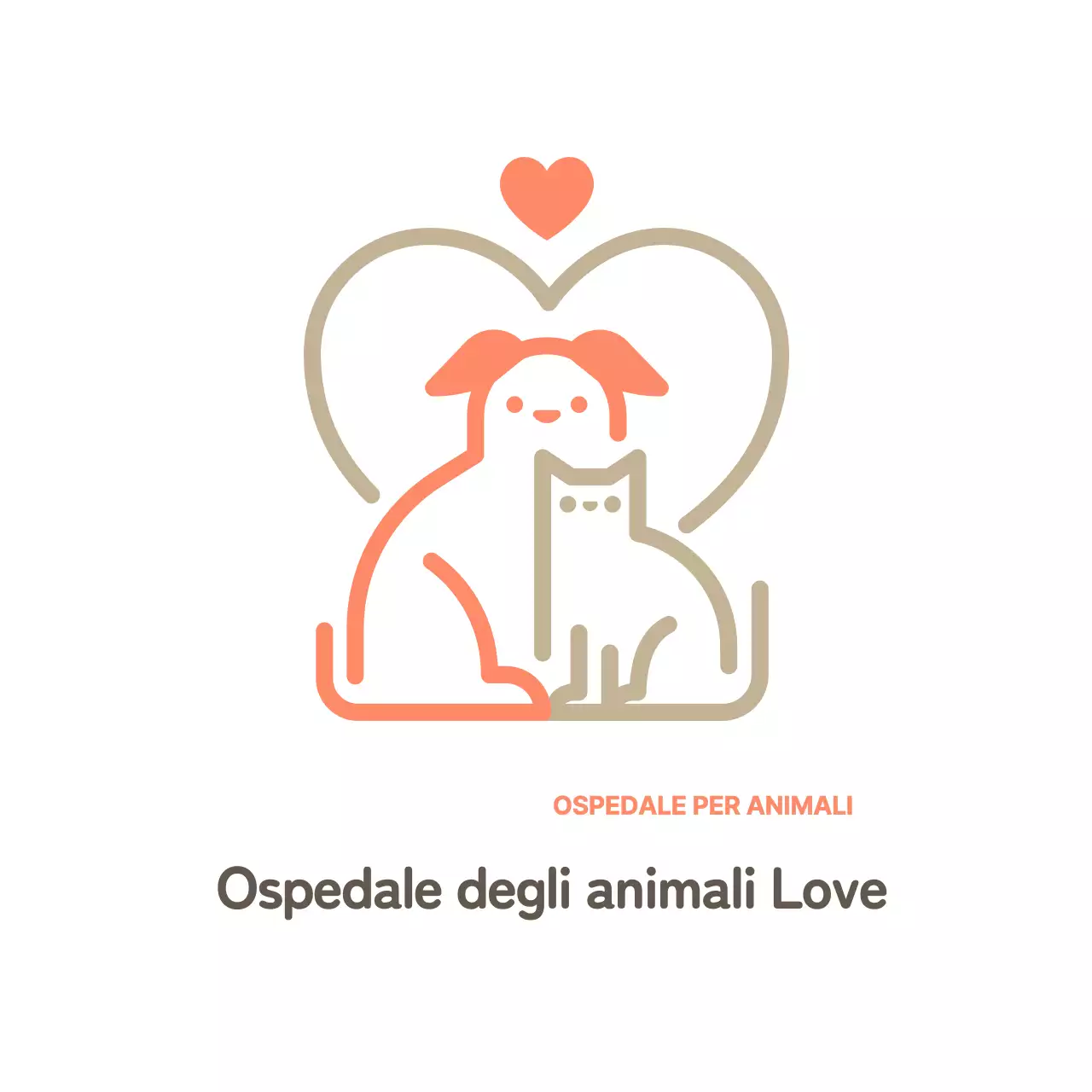 Cartello bianco della clinica veterinaria con logo di un simpatico animale