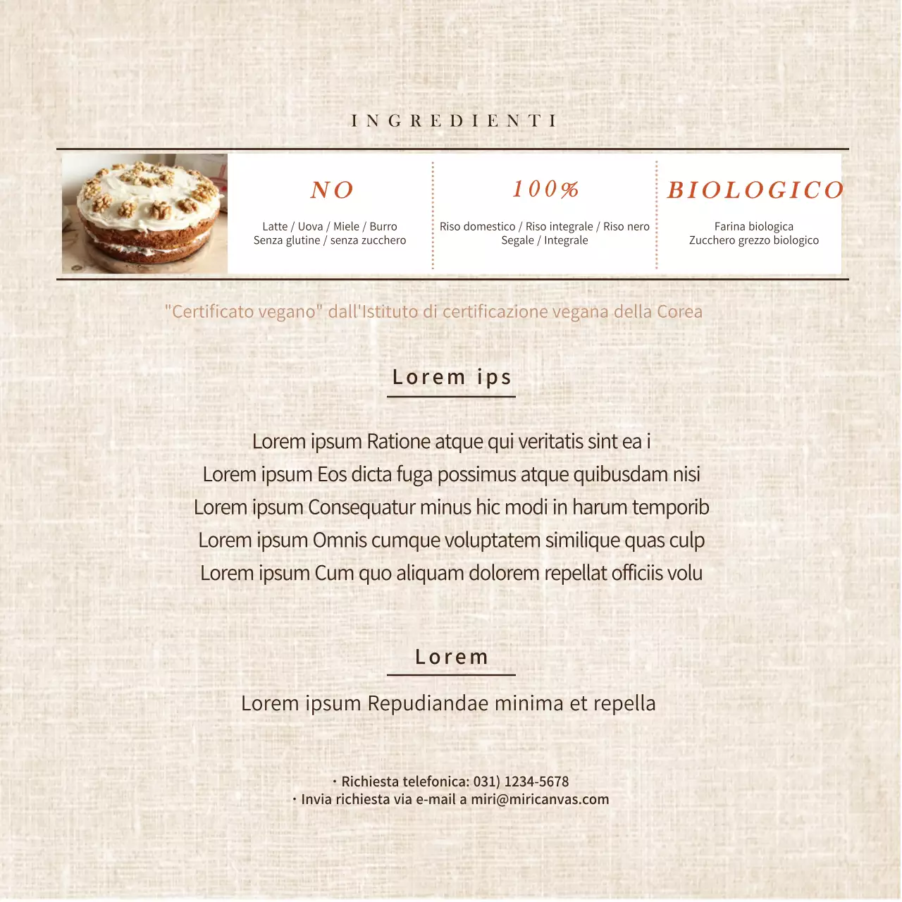 Cartolina da una pasticceria vegana marrone