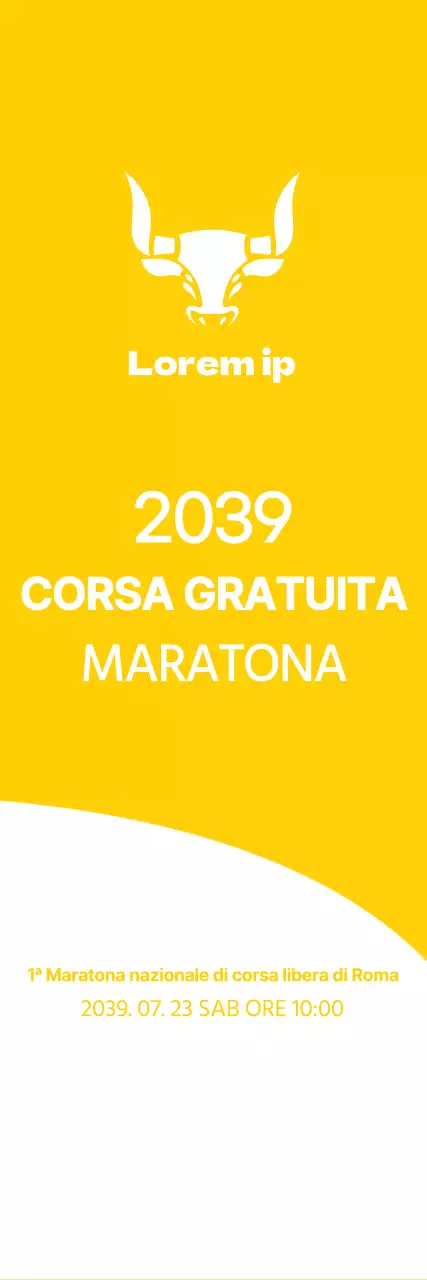 Stile semplice in giallo e bianco per l'informazione e la promozione della maratona
