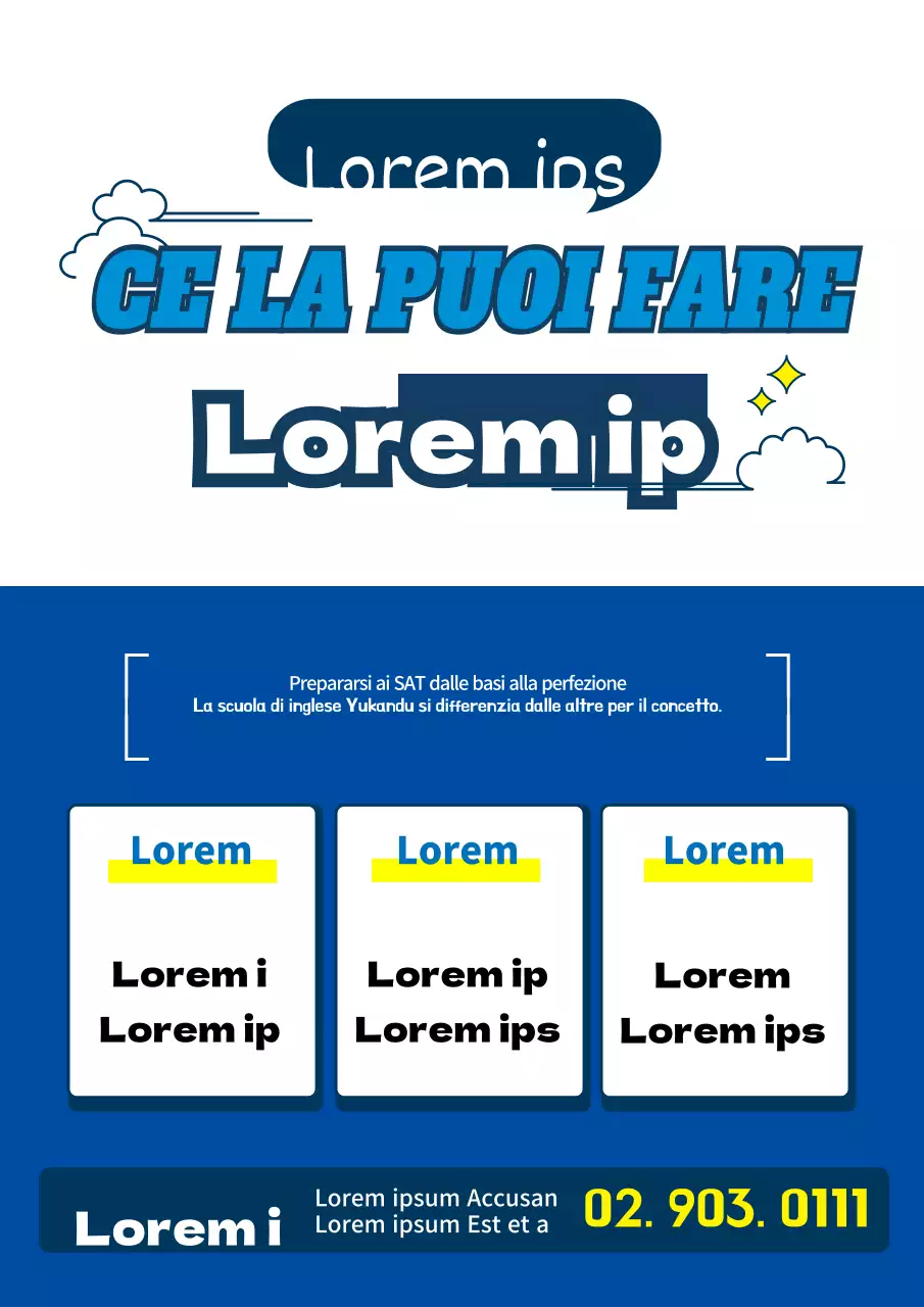 Promuovere le scuole di lingua inglese in blu e giallo