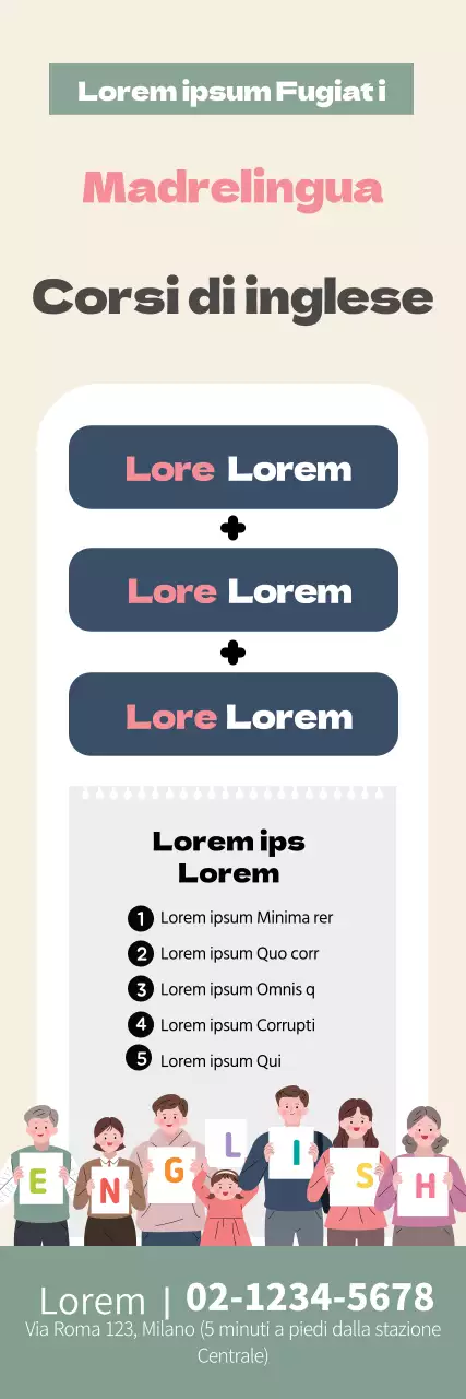 Illustrazione beige promozione scuola inglese ordinata