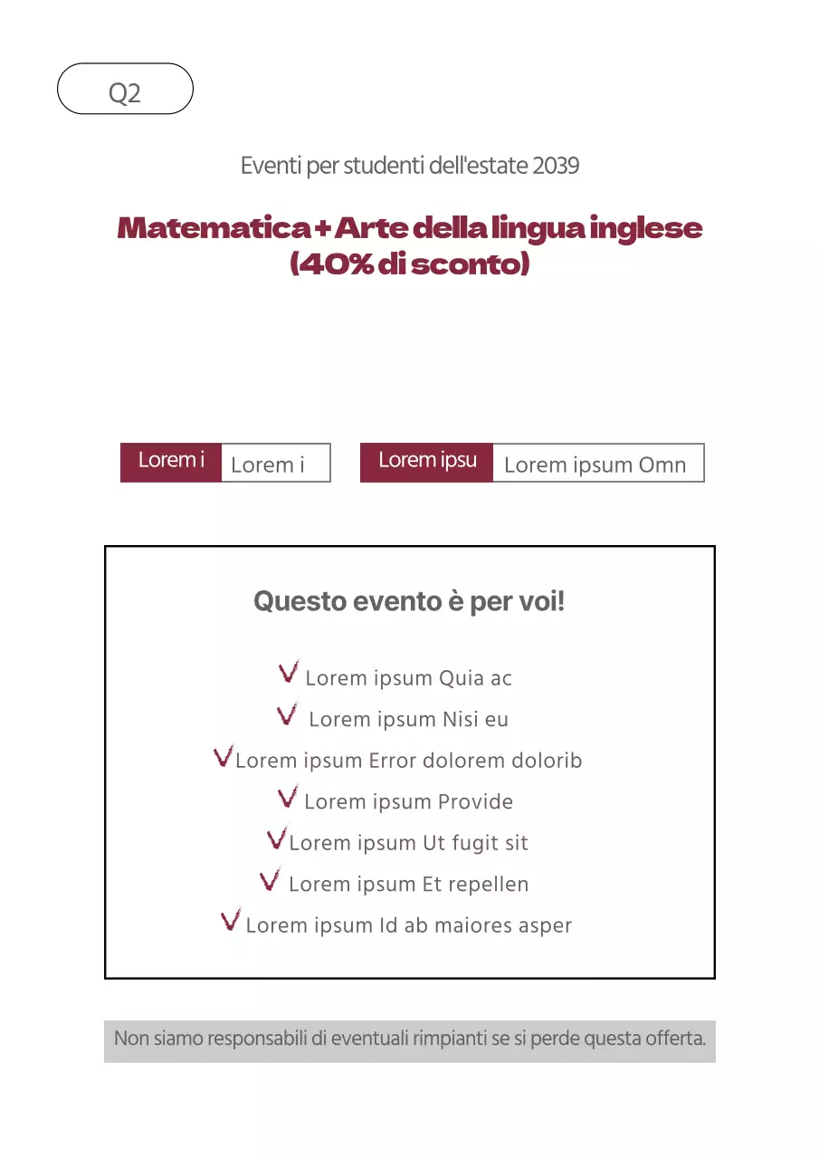 Un semplice volantino bianco che promuove un evento di sconti presso un centro di ripetizioni.