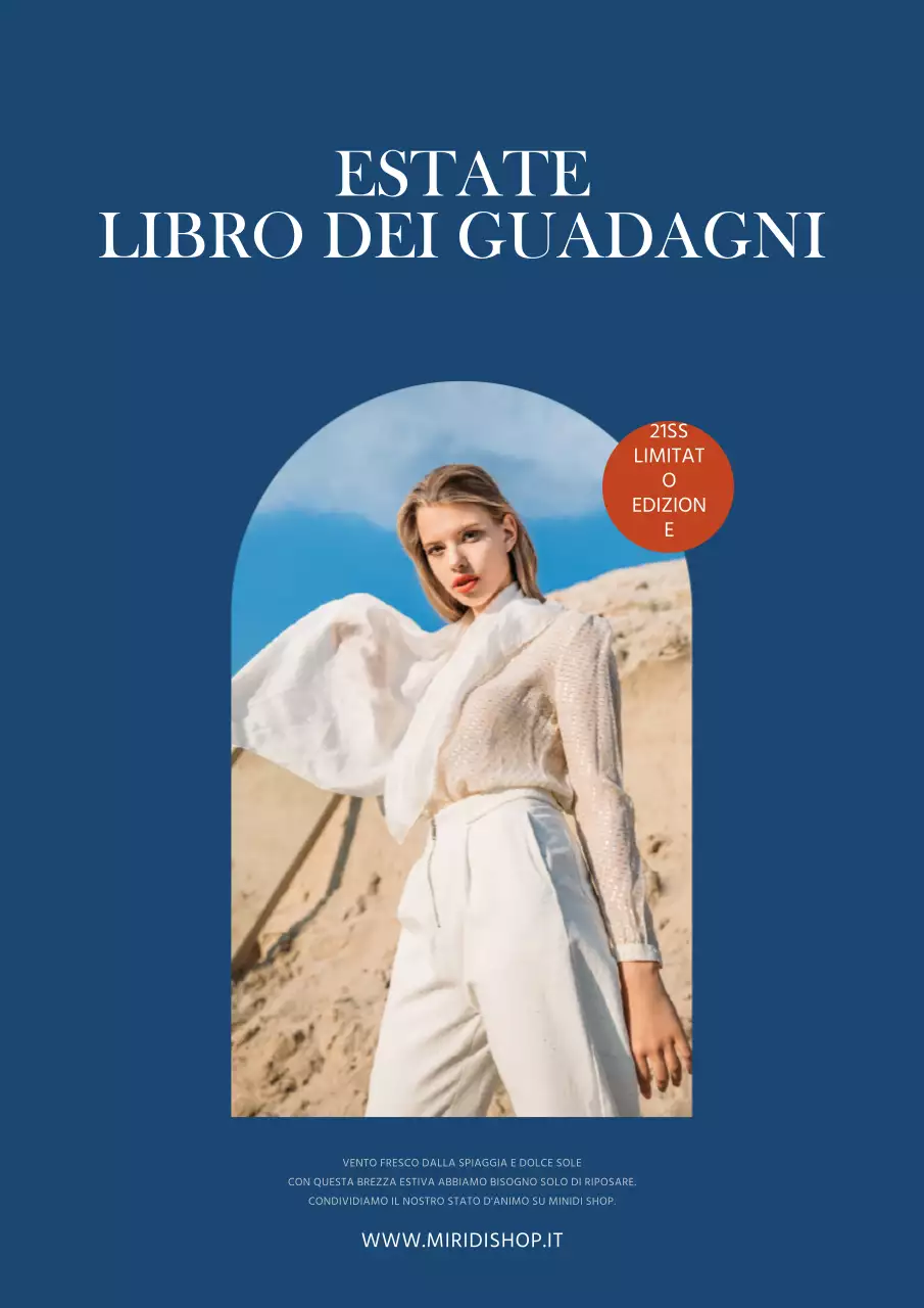 Tema del lookbook estivo semplice e sofisticato con accenti blu e marroni