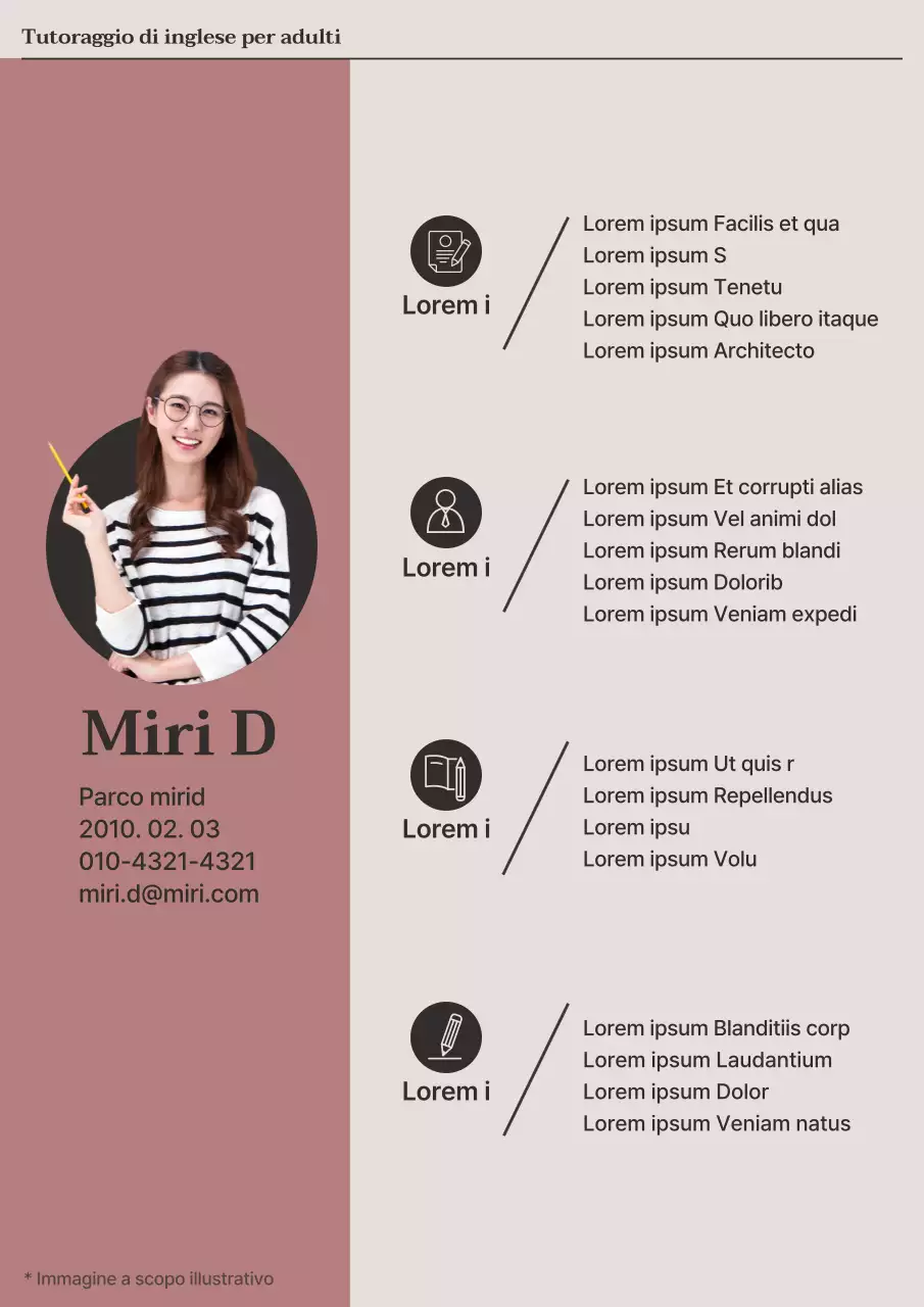 Modello di curriculum semplice per tutoraggio in tonalità marrone