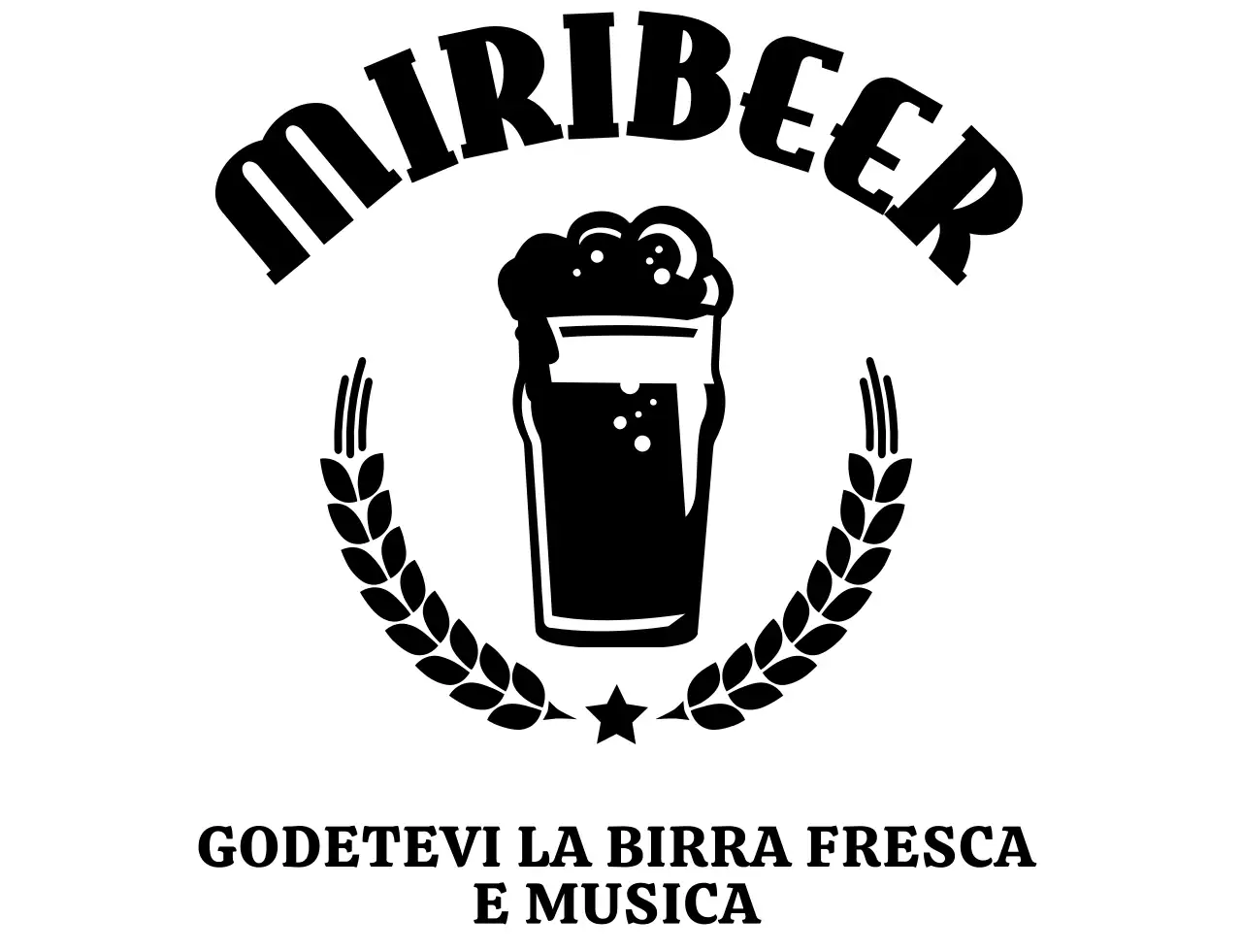 Concetto di birreria con un semplice logo illustrato in nero