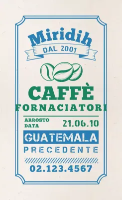 Etichette per chicchi di caffè con un design tipografico blu