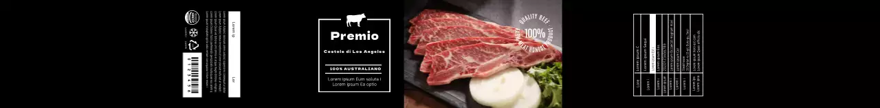 Etichetta nera con foto delle costole