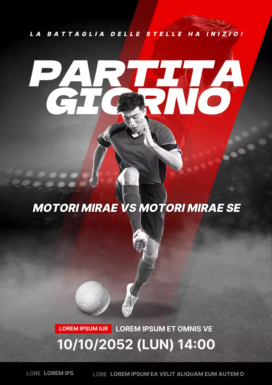 Gioco di calcio di concetto diagonale nero e rosso