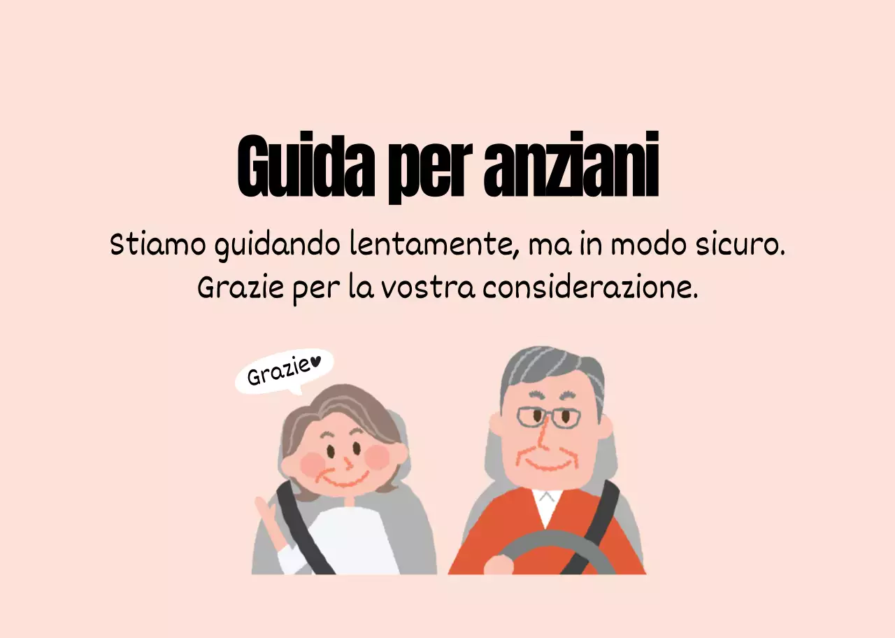 Guida illustrata rosa per coppie di anziani alla guida sicura