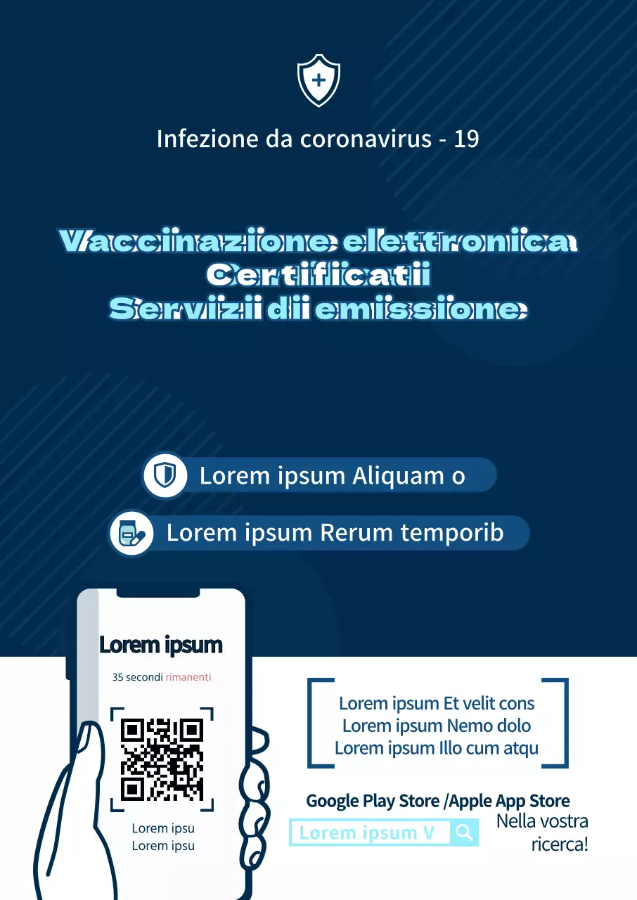 Guida ai certificati di vaccinazione elettronici semplici in blu navy e blu chiaro