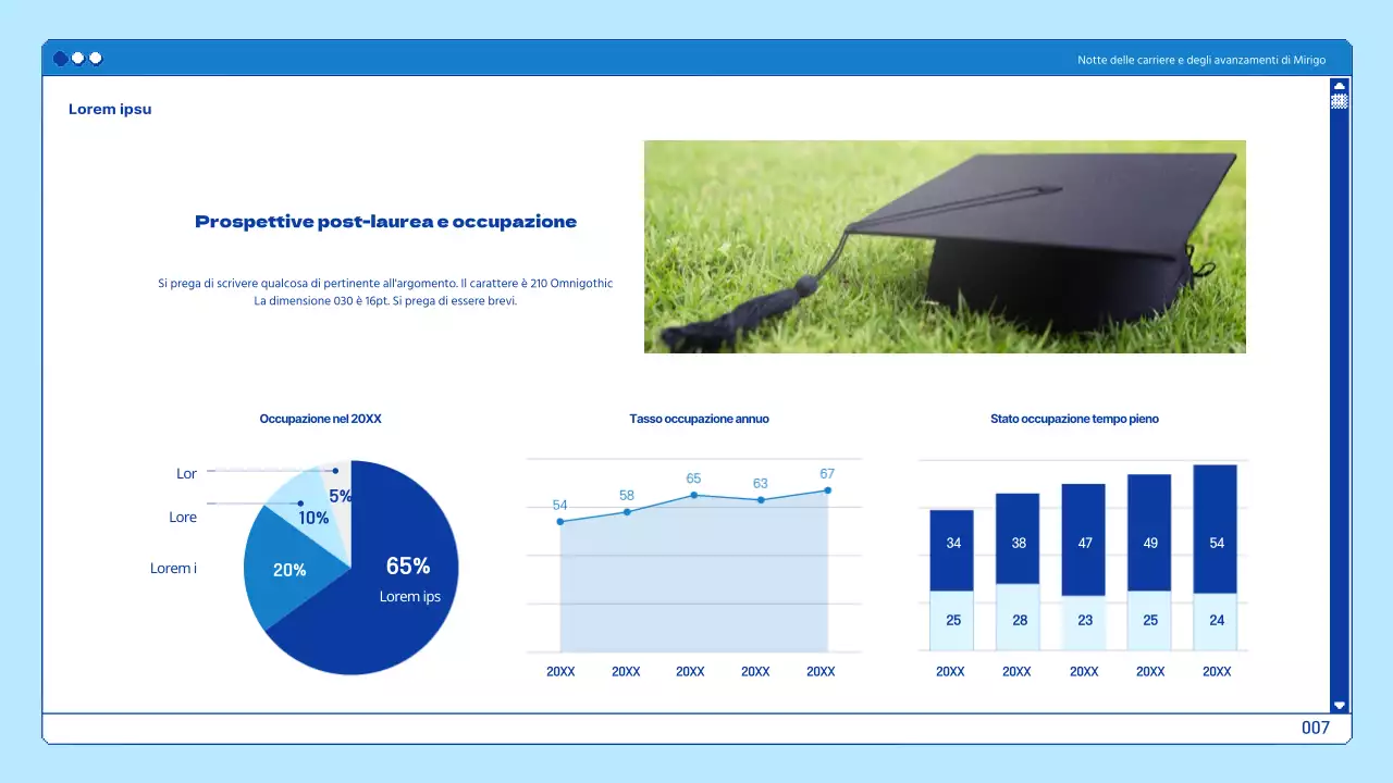 Presentazioni universitarie in tema di browser blu