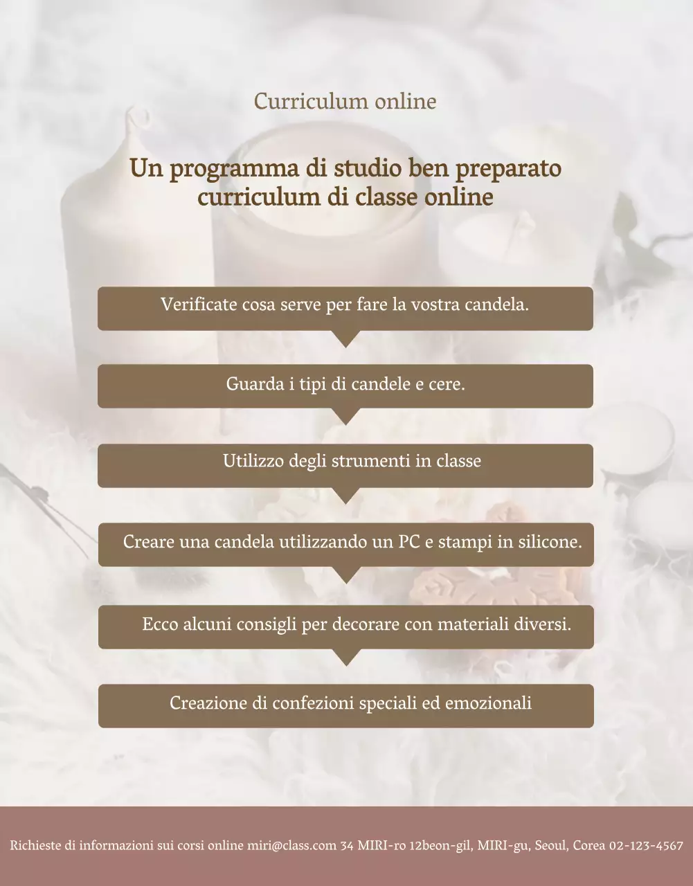 Candele di lusso in beige e marrone per promuovere un corso online