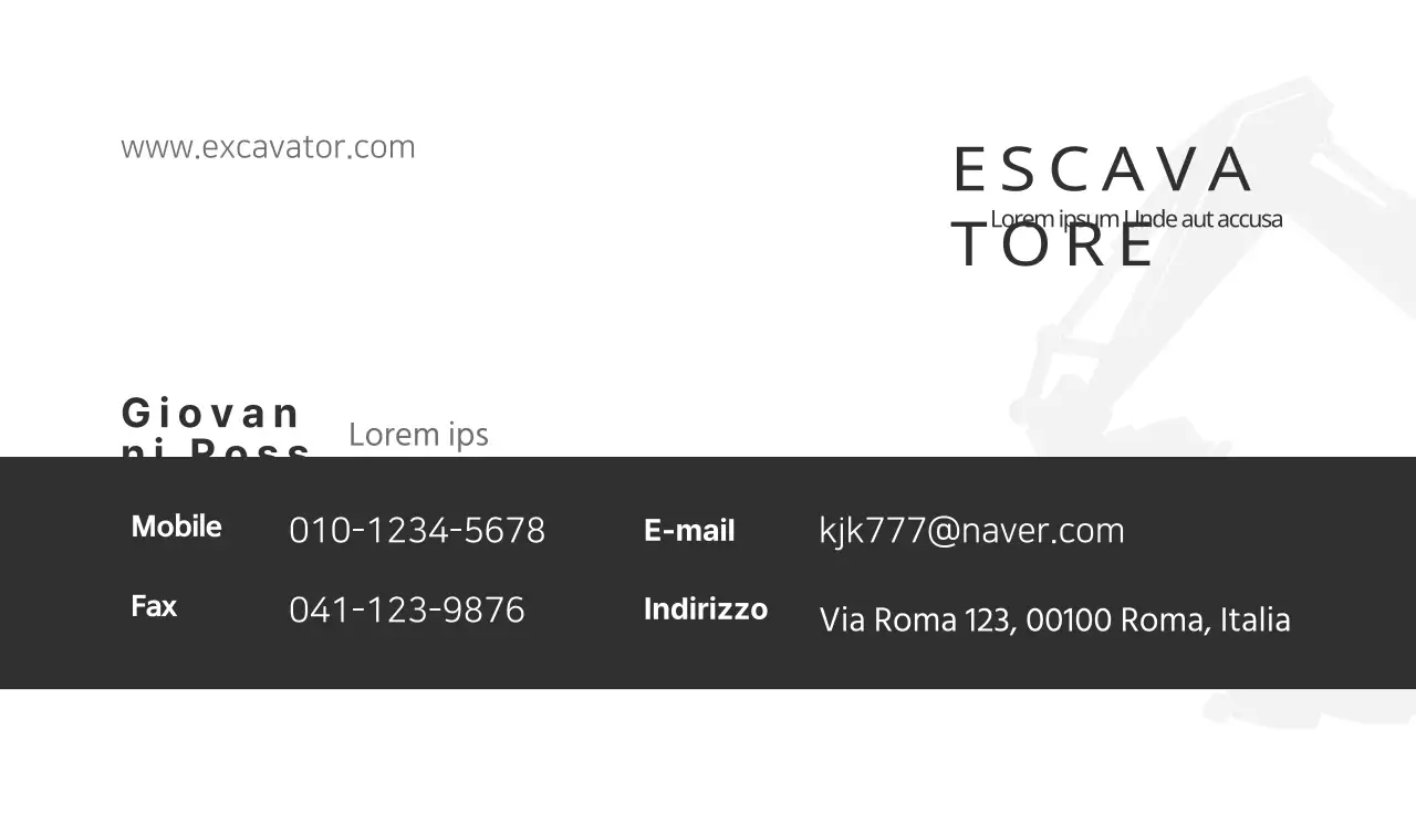 Vendita di escavatori