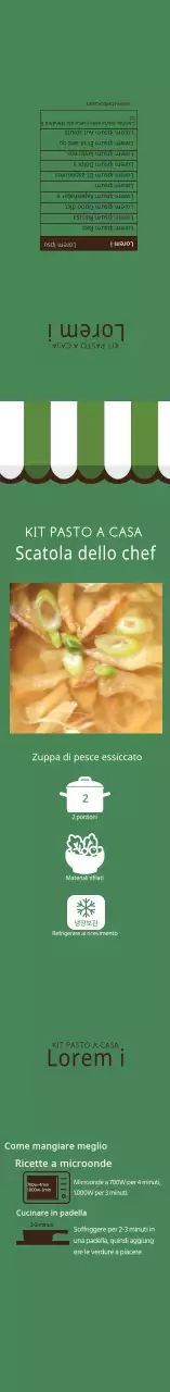 Etichetta illustrativa verde per la zuppa di pesce Huangtai
