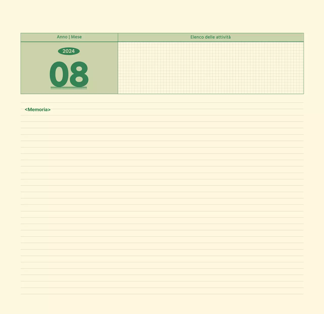 Calendario da parete SAT D-day concept in verde e giallo chiaro