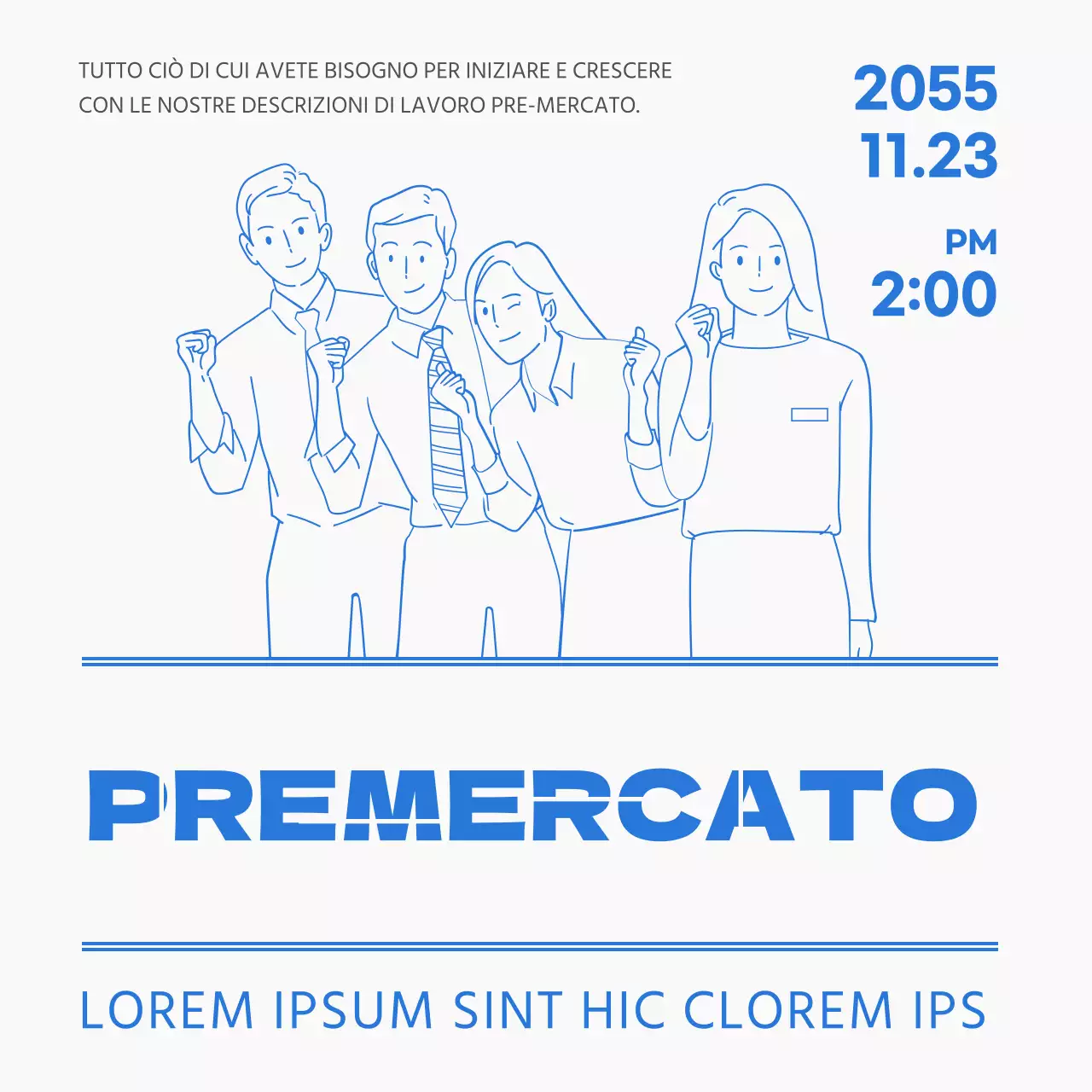 Illustrazione di linea in colore blu punto descrizione del lavoro