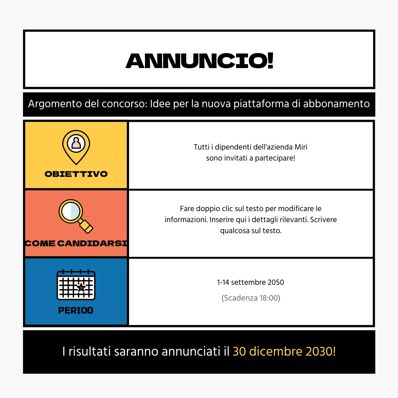 Concorso interno per il concetto di telaio Black Point