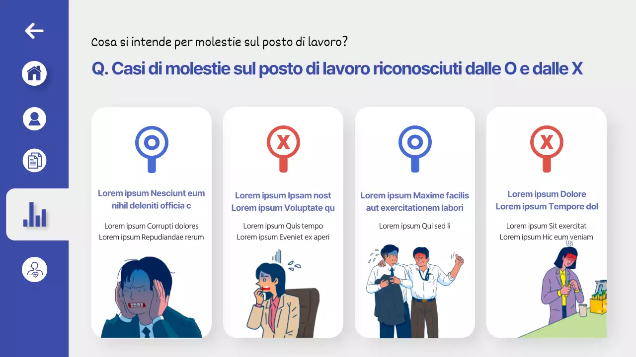 Formazione sulla prevenzione delle molestie sul luogo di lavoro in un tema di dashboard UI blu e pulito