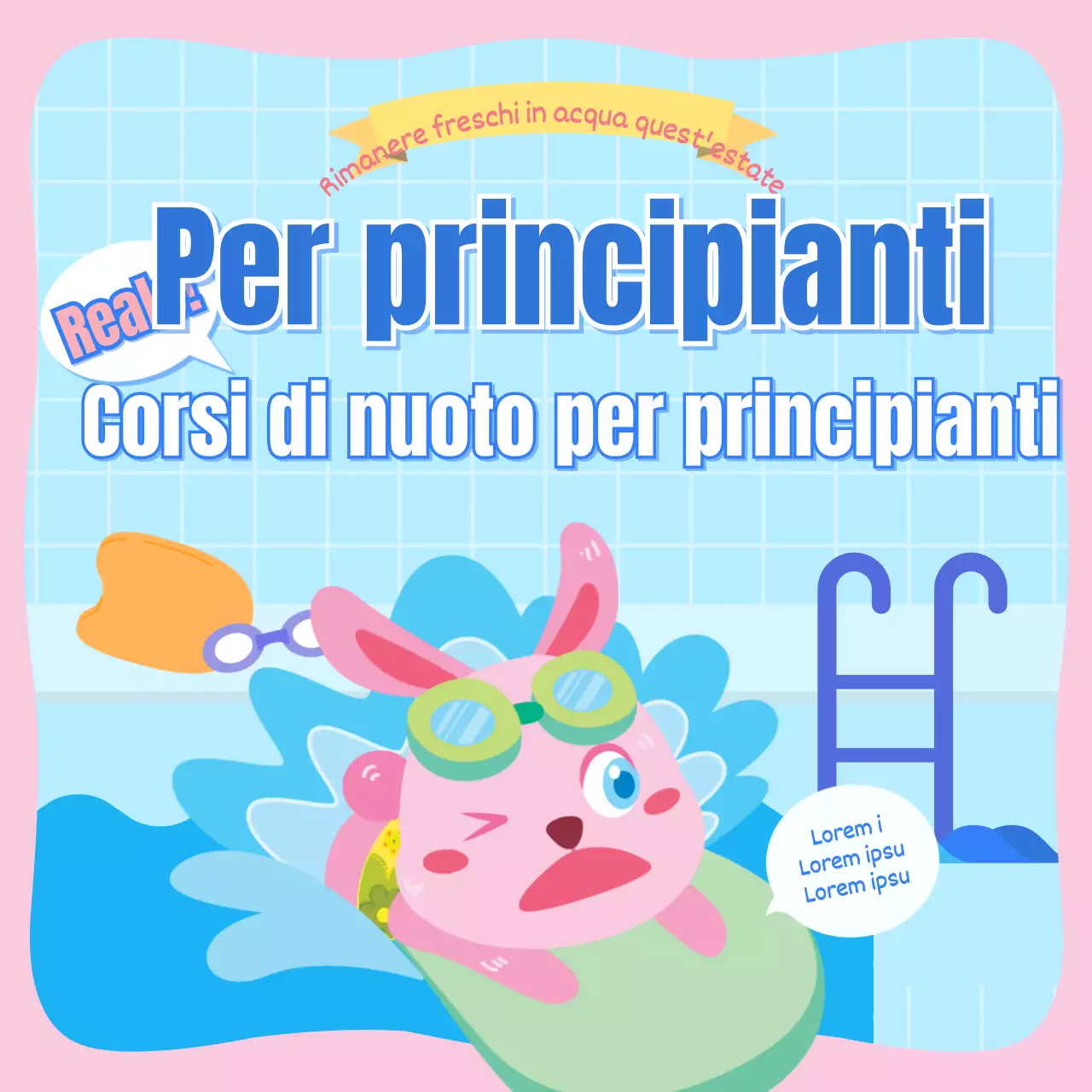 Nuoto per bambini in rosa e azzurro CardNews