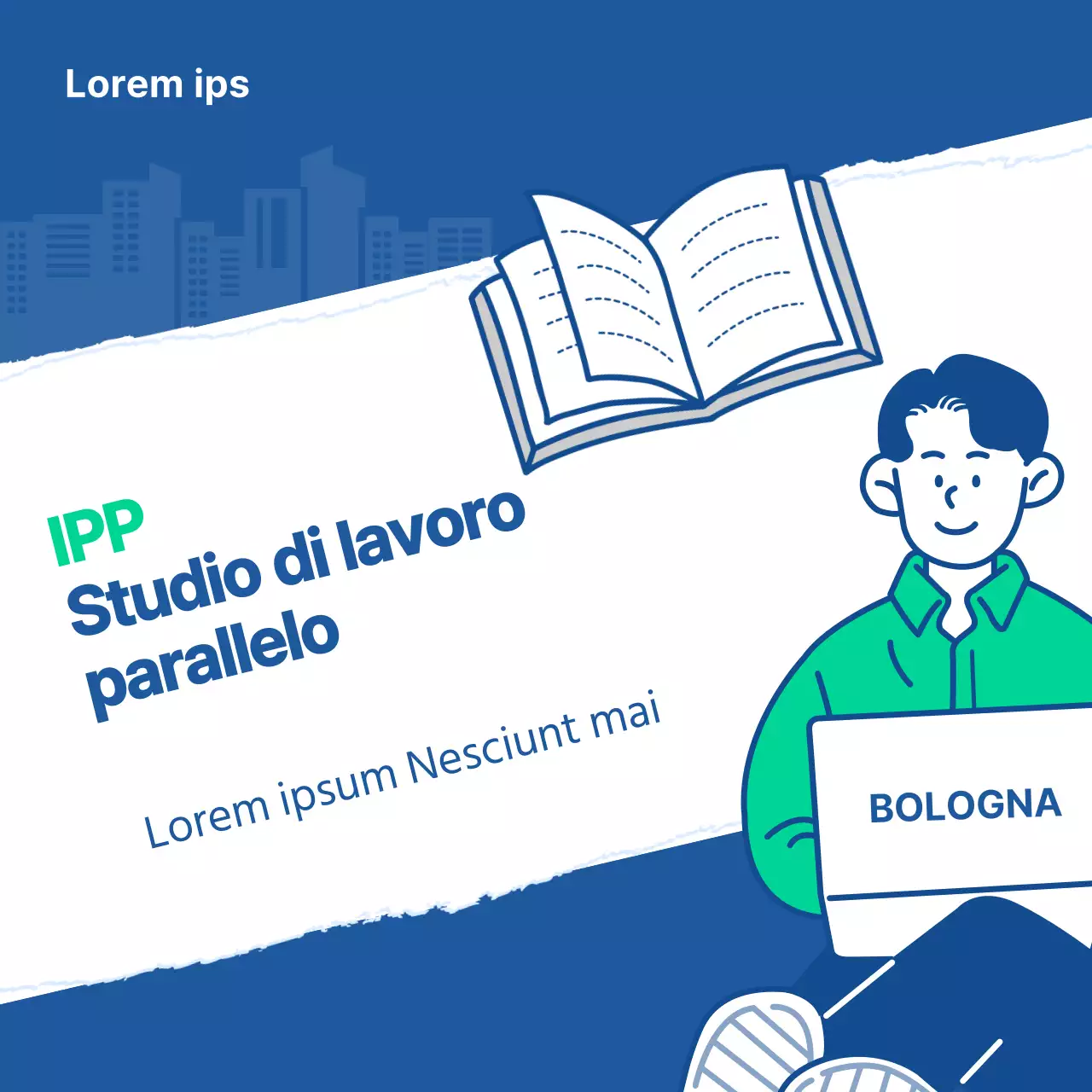 Il percorso di studio universitario blu e menta