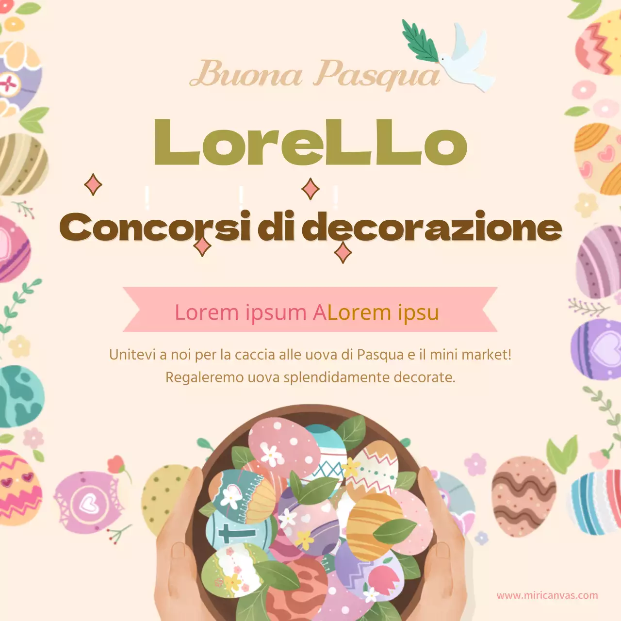 Concorso di decorazione pasquale tema di promozione della chiesa in beige