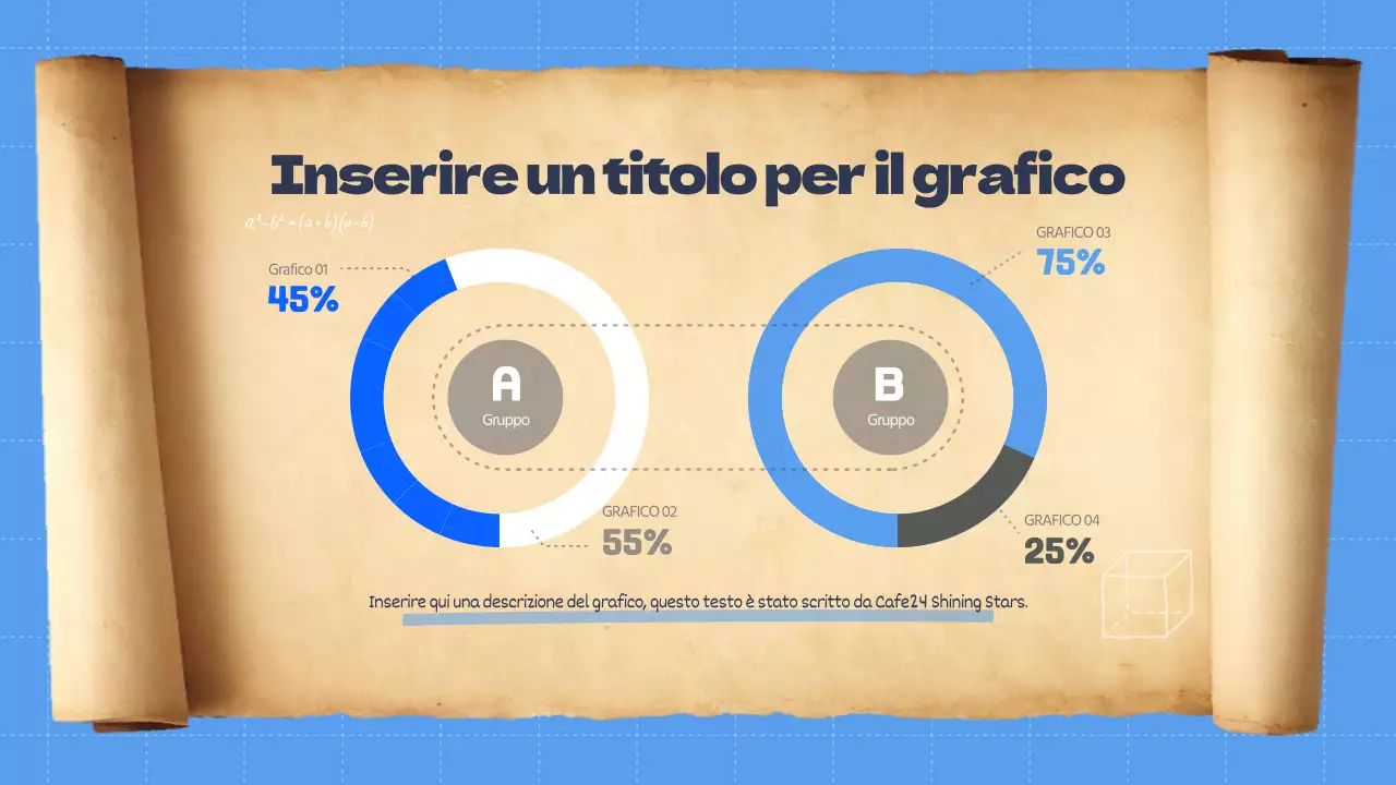 Infografiche con simpatici grafici blu a forma di ciambella educativa