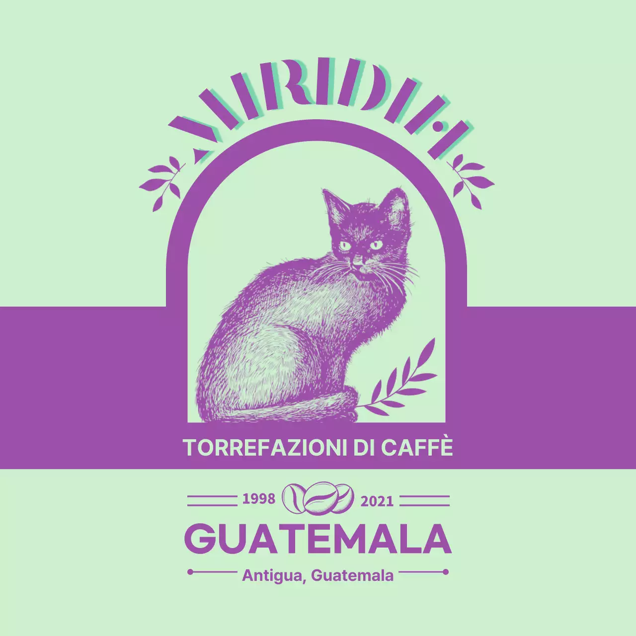 Una guida alle marche e ai chicchi di caffè con un design tipografico verde lime e viola3