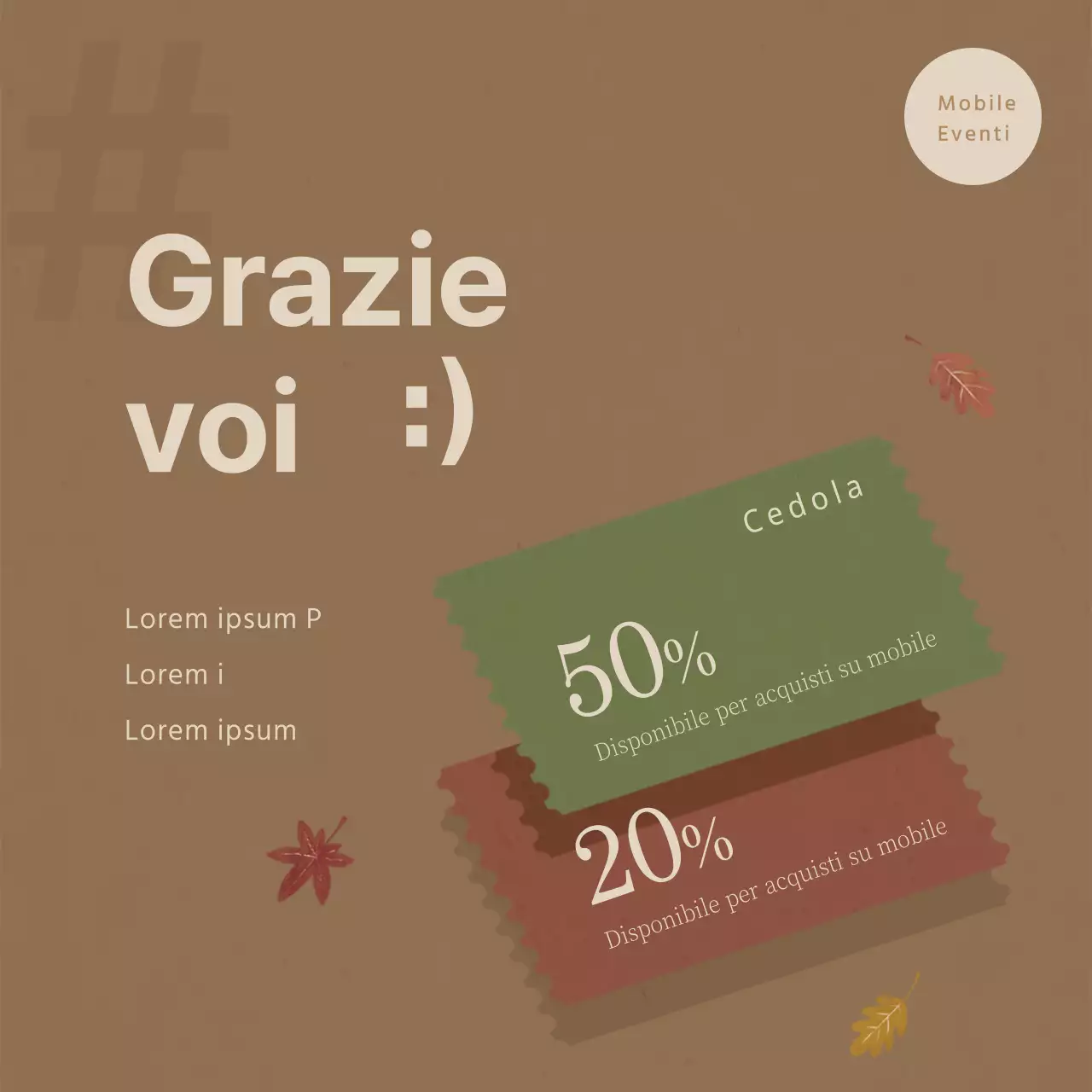 Striscione per eventi con coupon bianco e marrone