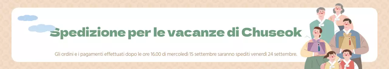 Avviso di consegna per le festività di Chuseok con sfondo a motivi beige caldi