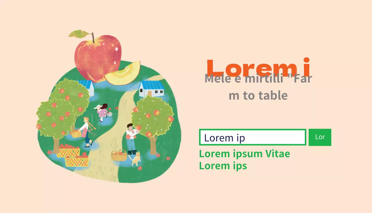 Fattoria carina con illustrazioni arancioni