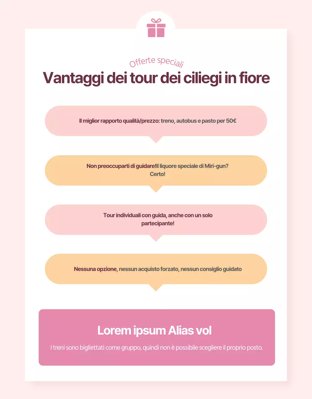 Promozione dei tour della fioritura dei ciliegi con un tocco di rosa