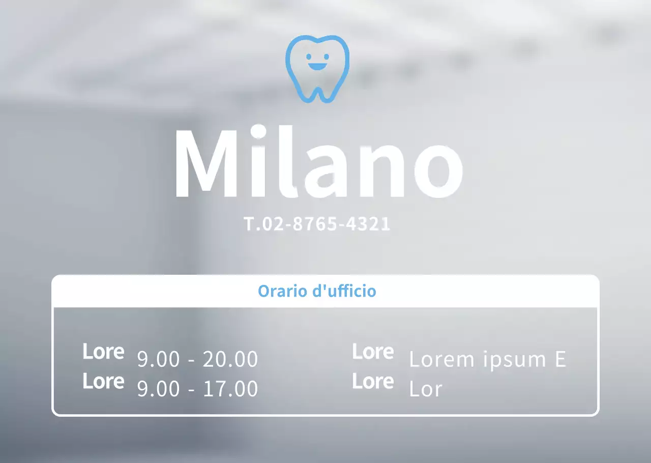 Poster per l'orario d'ufficio con logo dentale azzurro per clinica