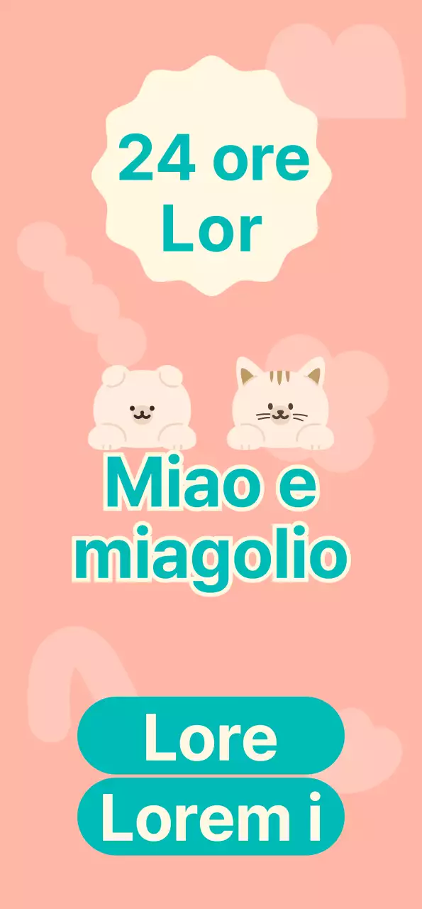 Un negozio di forniture per animali non presidiato con simpatiche illustrazioni di cani e gatti rosa e turchesi