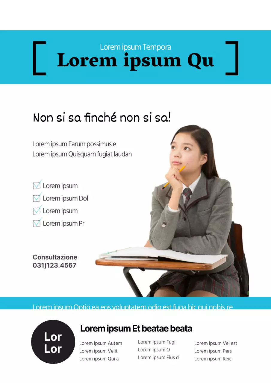 Promuovere una scuola dell'infanzia specializzata nella primaria con immagini gialle e blu di bambini che studiano
