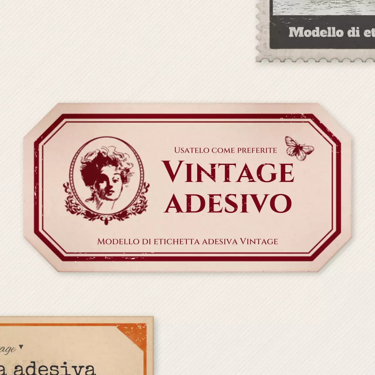 Pacchetto di layout con concetto di pacchetto di adesivi vintage beige