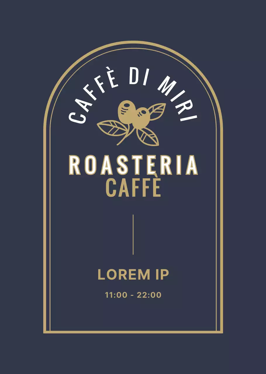 Caffè bianco e oro in stile vintage con orari di apertura