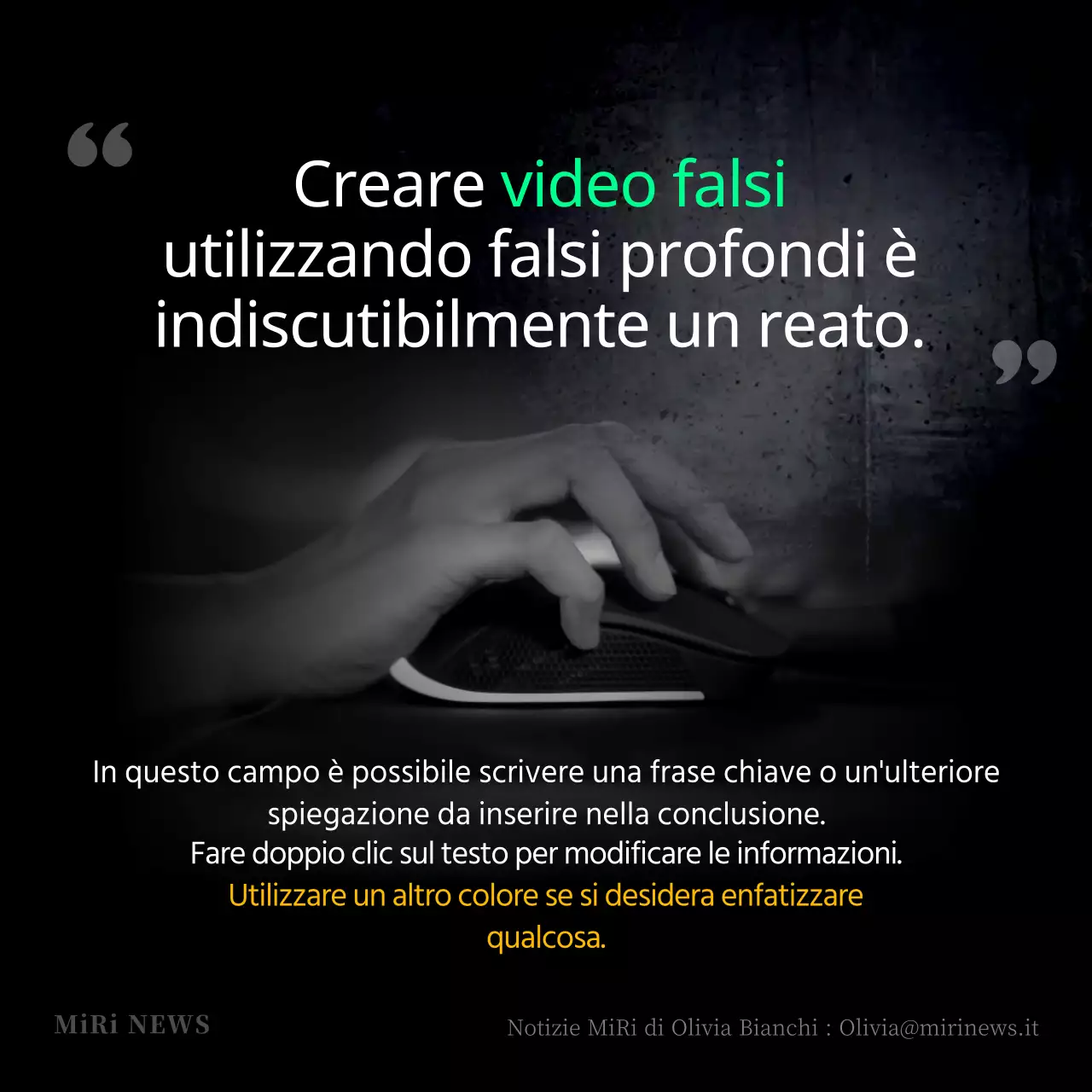 Il crimine del deepfake in bianco e nero CardNews