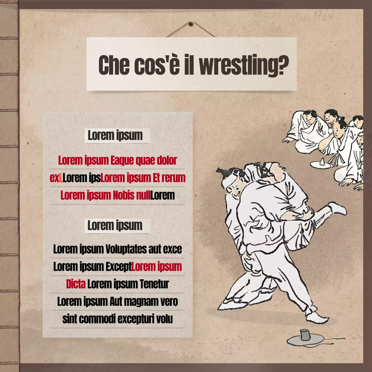 Design classico con sfondo marrone e tradizionale di un libro Design classico con sfondo marrone e tradizionale di un libro Usanze del Capodanno cinese Wrestling Card News