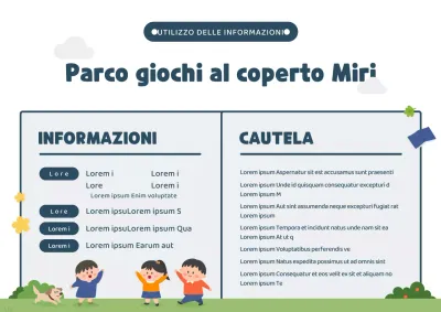 Stile illustrativo carino in blu navy e verde Informazioni sui campi da gioco al coperto