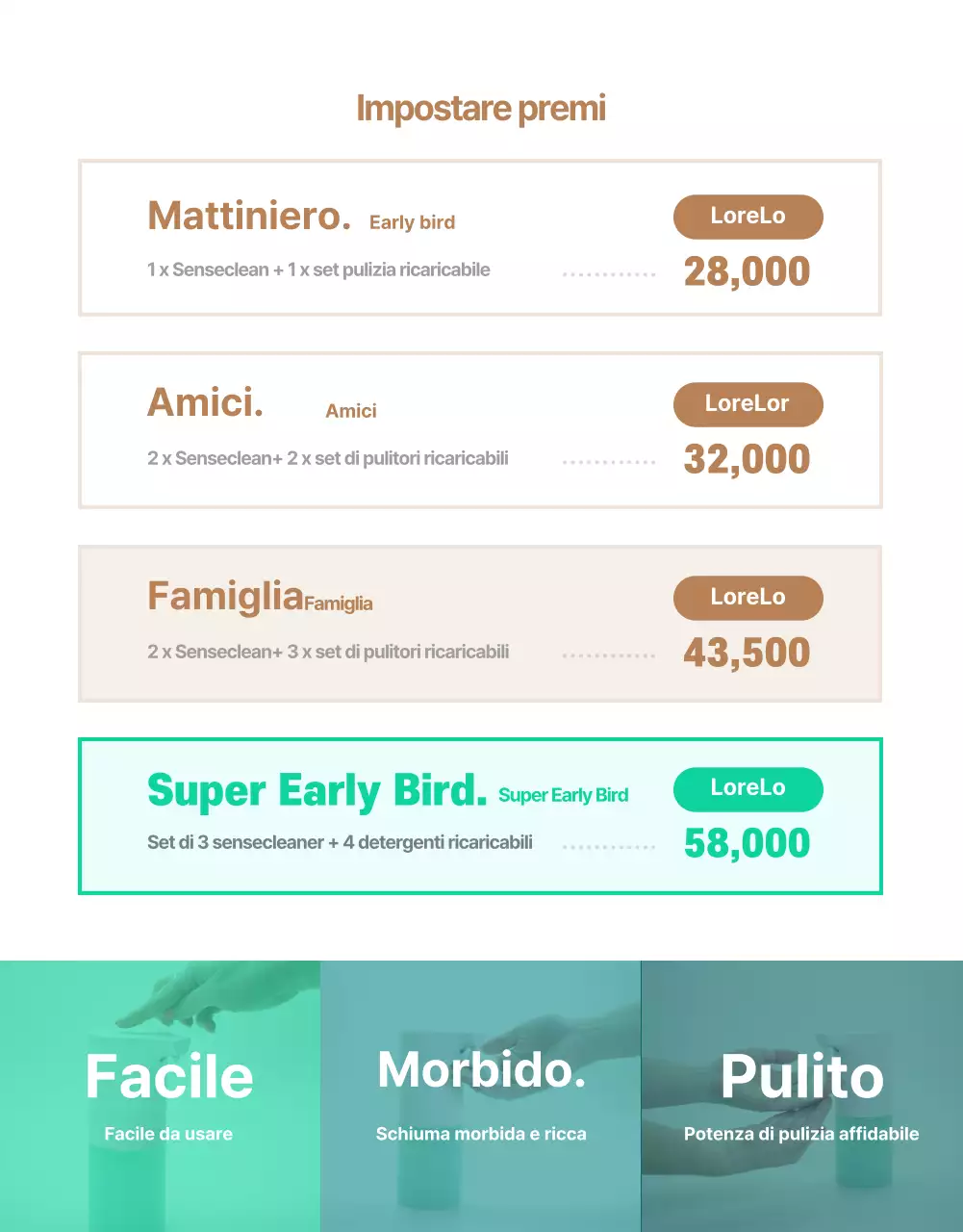 Semplice pagina di vendita dell'elettronica per l'igienizzazione delle mani con sensore color menta