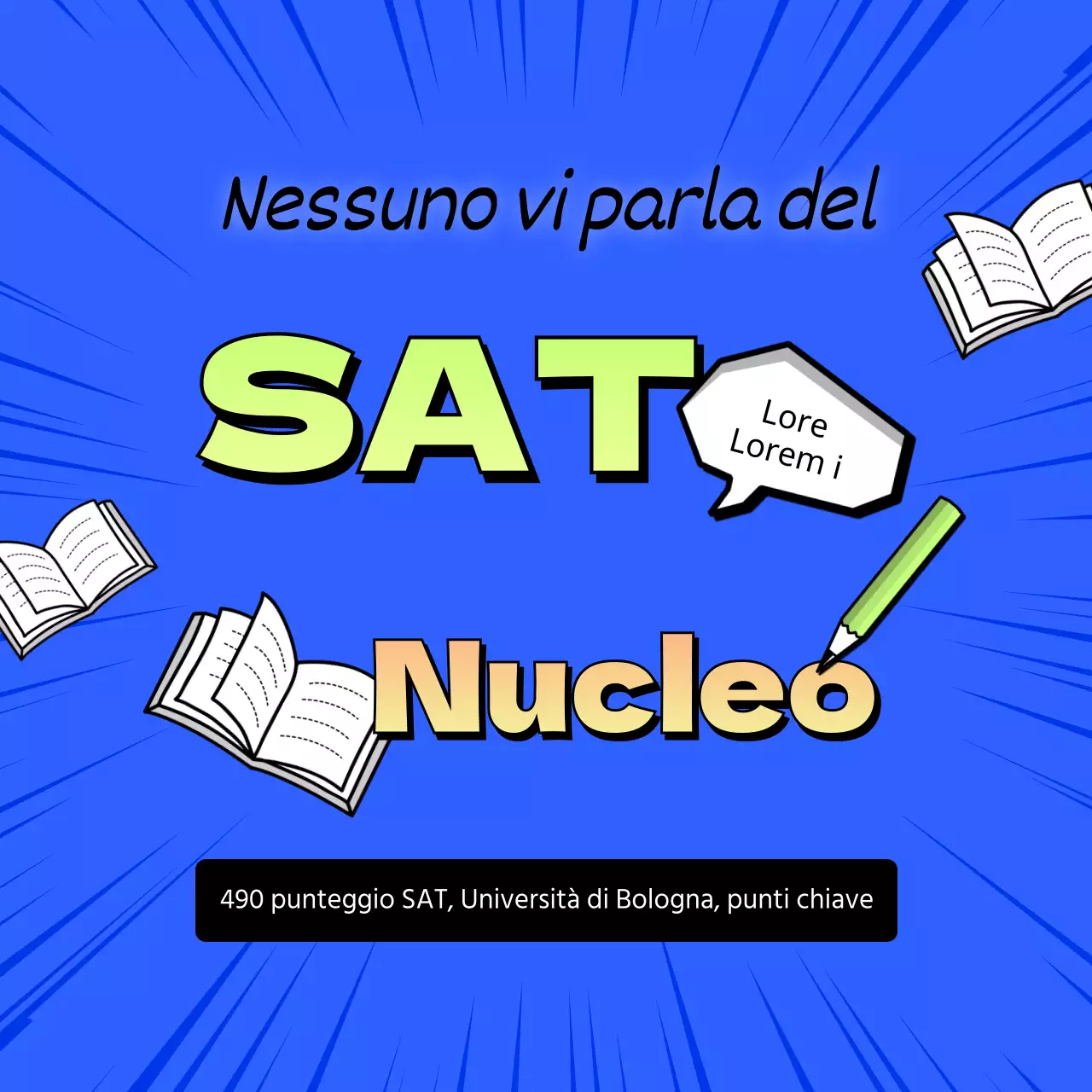 matita per taccuino effetto pugno blu titolo evento sat