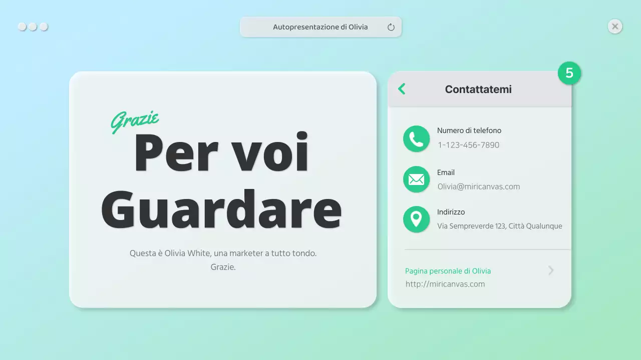 Un bio pulito con un concetto di interfaccia grafica verde