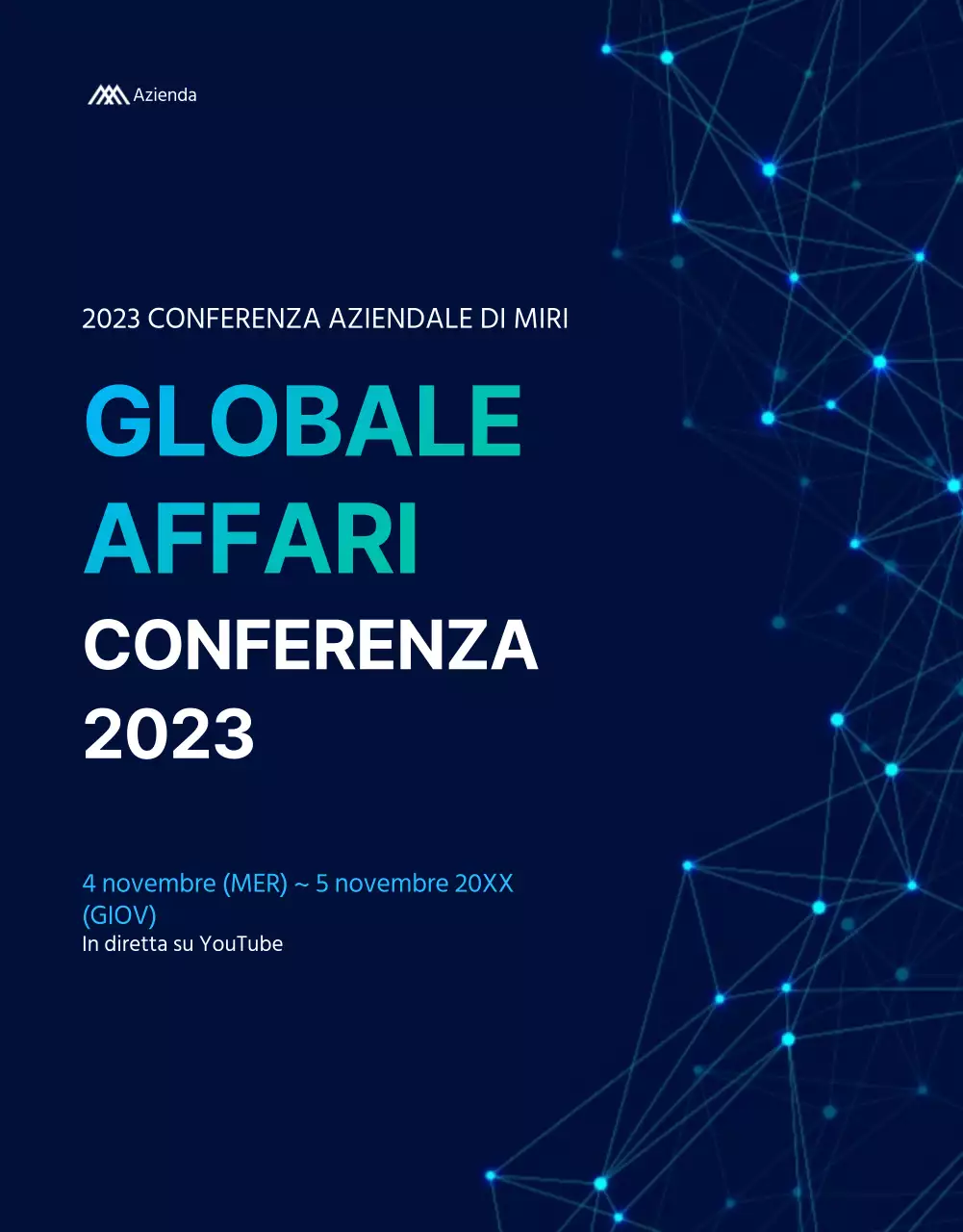 Pagina dei dettagli della conferenza globale in blu