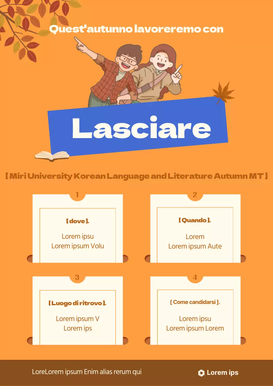 Annunci universitari d'autunno in arancione