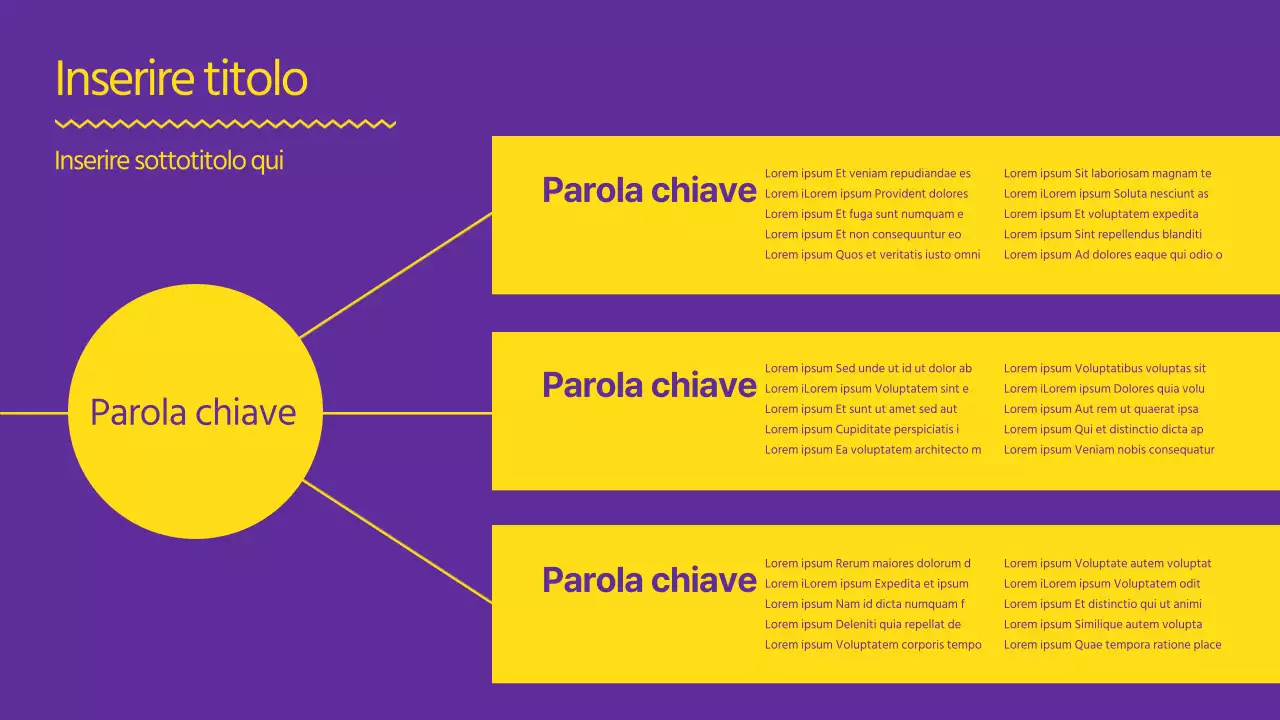 Una presentazione forte e pulita in giallo e viola