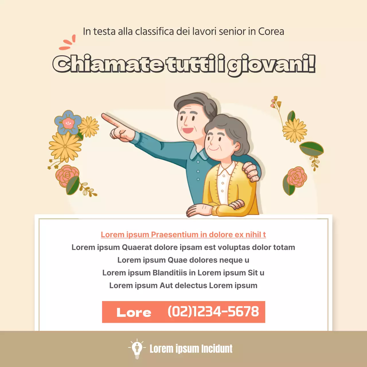 Illustrazione beige concetto lavoro pubblico anziani reclutamento schedaNews