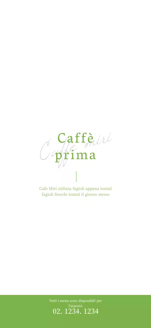 Menu del caffè semplice e pulito con prezzi in verde chiaro e bianco