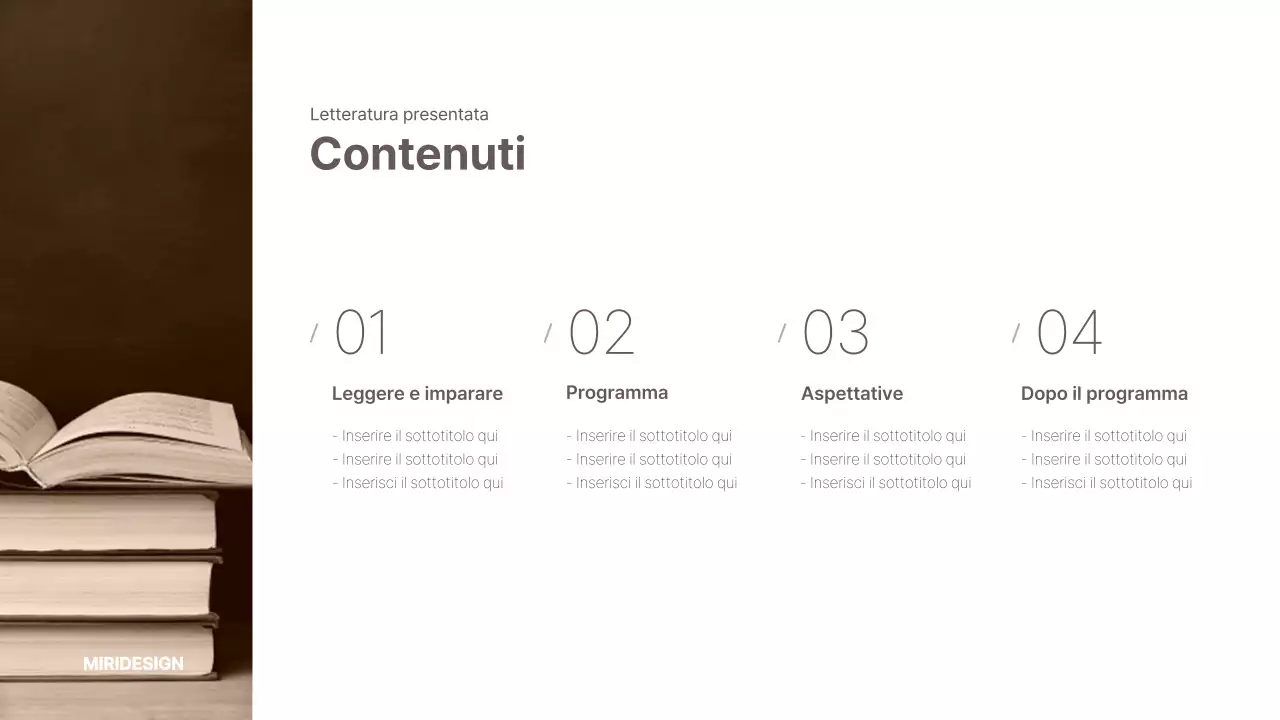 Introduzione al programma di lettura a tema marrone