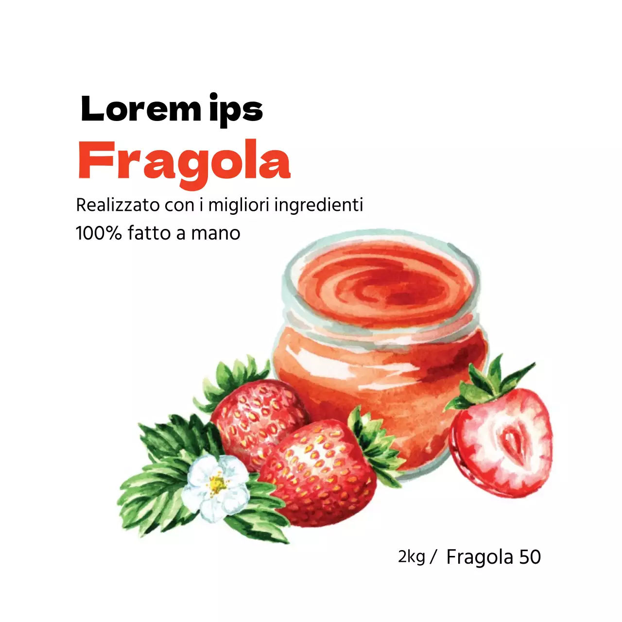 Etichette per la marmellata di fragole fatta in casa