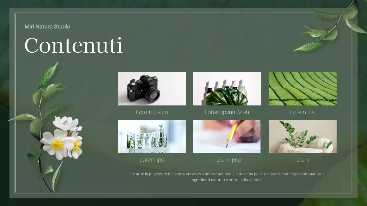 Scheda concettuale di cosmetica con tema la natura verde